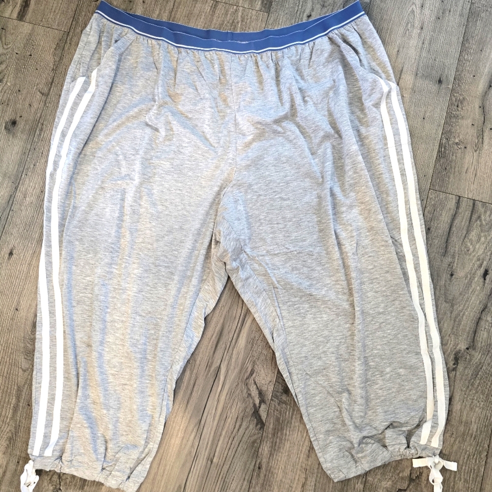 Sleep by Cacique Pajama Pants Womens 26/28 Gray White Lounge Joggers 4X Plus.E60